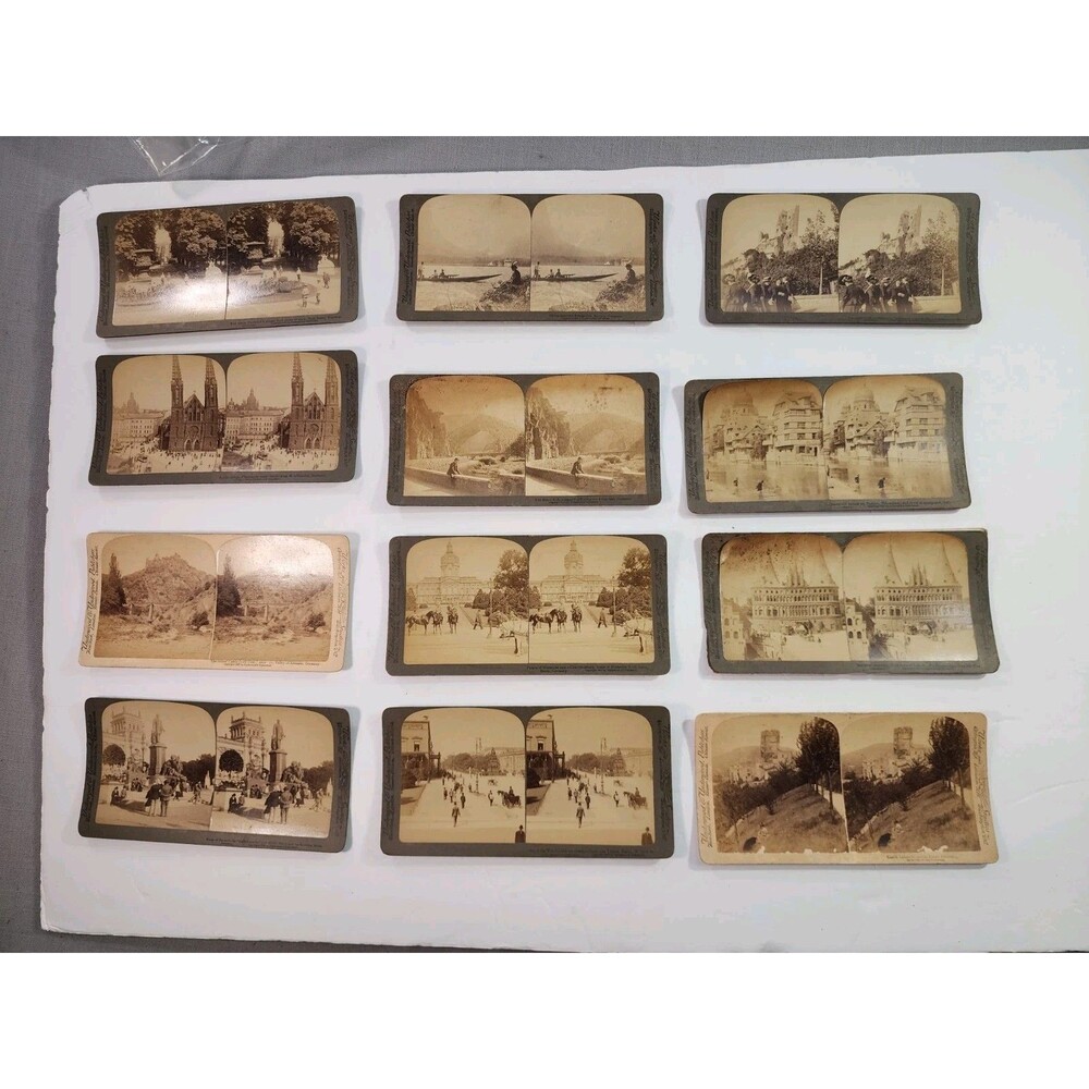 Lot of 12 Antique Underwood & Underwood Stereoview Cards Historic Buildings &...